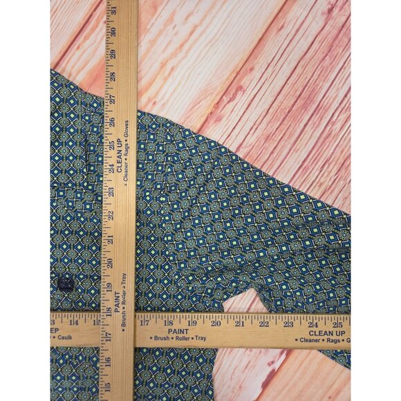 Cinch Womens Long Sleeve Button-Up Shirt Medium Blue/Green Diamond Print - Picture 7 of 7